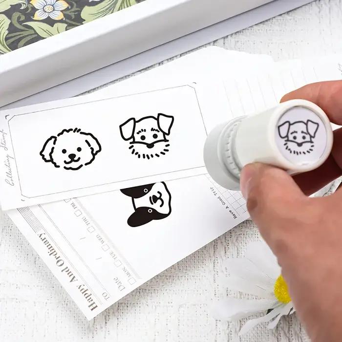 Tampon auto-imprimé chiot mignon pour décoration d'emballage cadeau et personnalisation de carnets occasions spéciales
