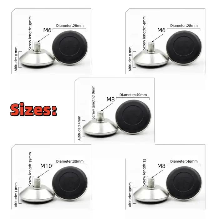 Pieds de meubles réglables en acier inoxydable, 4 pièces, armoire de Table, niveleur fixe antidérapa