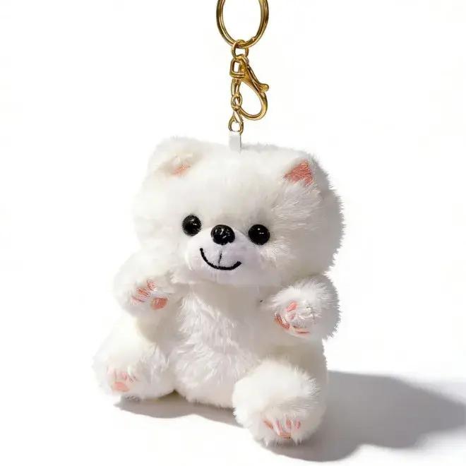 Porte-clés pendentif chien Samoyed en peluche super doux