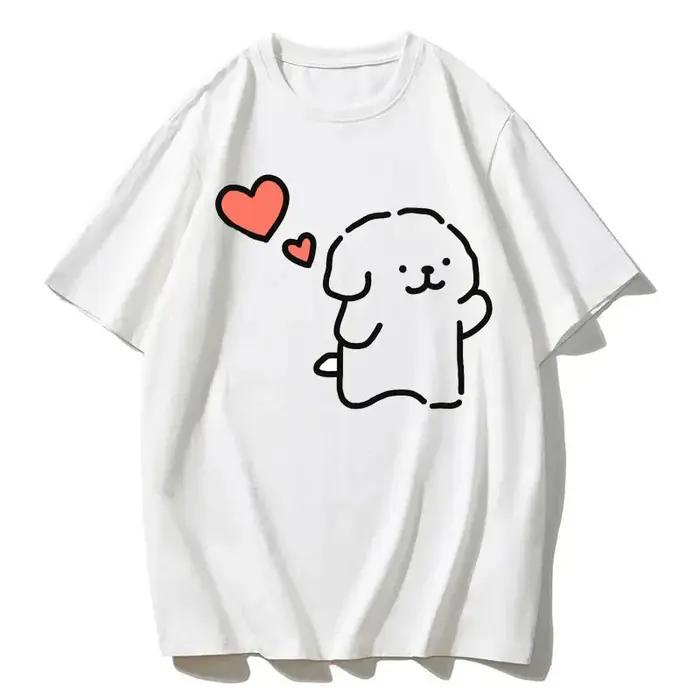 T-shirt graphique unisexe pour couple de chiens maltais