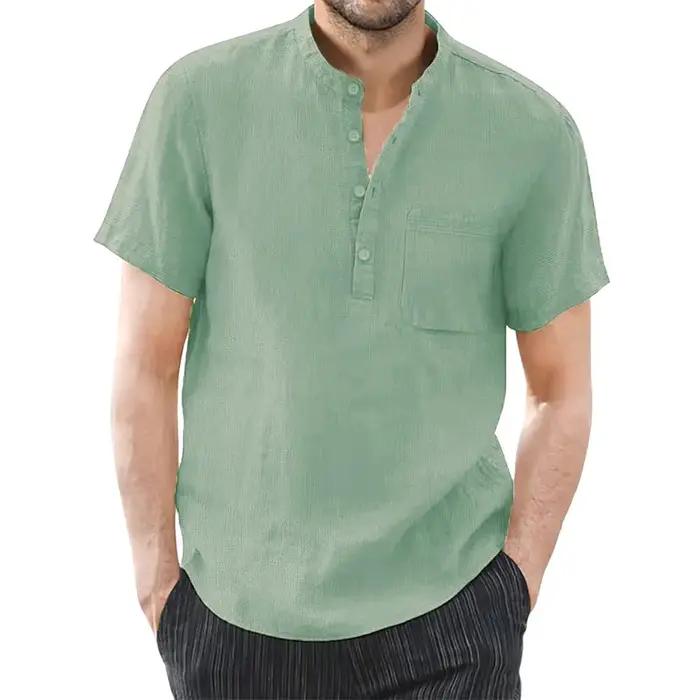 T-shirt à Manches Courtes en Coton et Lin pour Homme