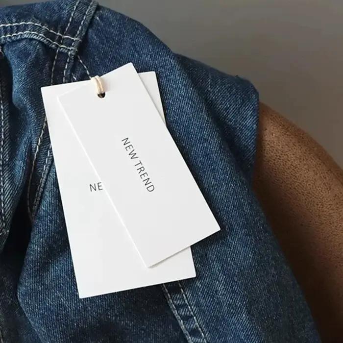 200 pièces pas cher conception personnalisée impression marque Logo papier vêtement étiquettes à suspendre vêtements