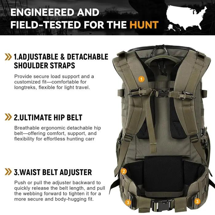 Sac à dos de chasse VOTAGOO en nylon Cordura 500D avec cadre en aluminium personnalisable pour la chasse aux oiseaux aquatiques et au cerf occasions spéciales