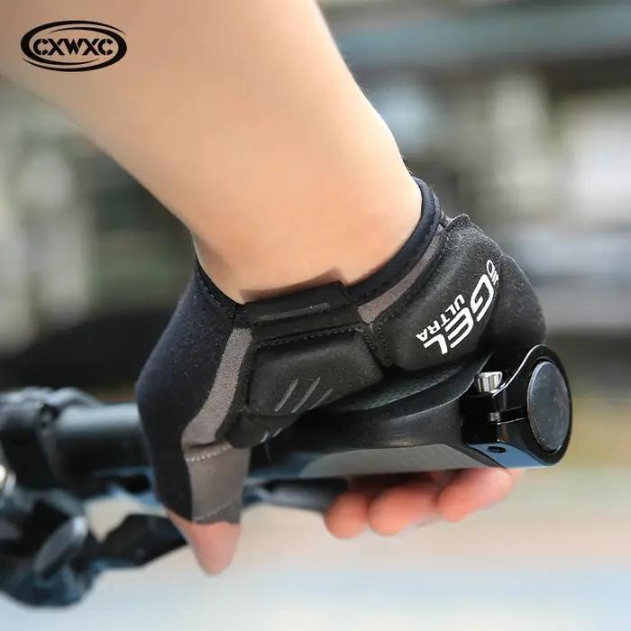 Gants de vélo VTT CXWXC à demi-doigts avec paume épaissie de 6 mm, antichoc et antidérapants, en tis