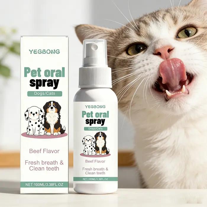 Spray buccal pour chiens et chats, haleine fraîche, dents propres, élimine la plaque et le tartre, sans rinçage, anti-odorant, soin bucco-dentaire sain et inoffensif, facile à utiliser, pour animaux de compagnie, occasions spéciales
