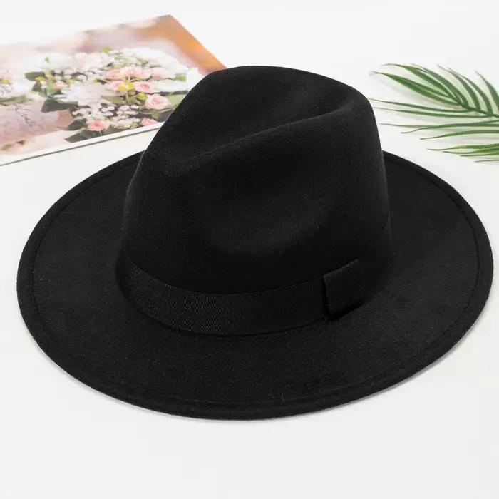 Nouveaux chapeaux à grands bords pour hommes et femmes, chapeaux de jazz en laine à la mode, chapeaux haut de style anglais, automne et hiver