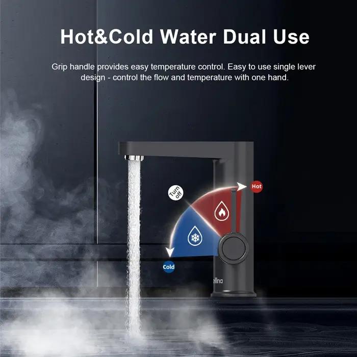 Briwellna chauffe-eau électrique robinet d'eau chaude 2 en 1 robinet de lavabo Geyser sans réservoir