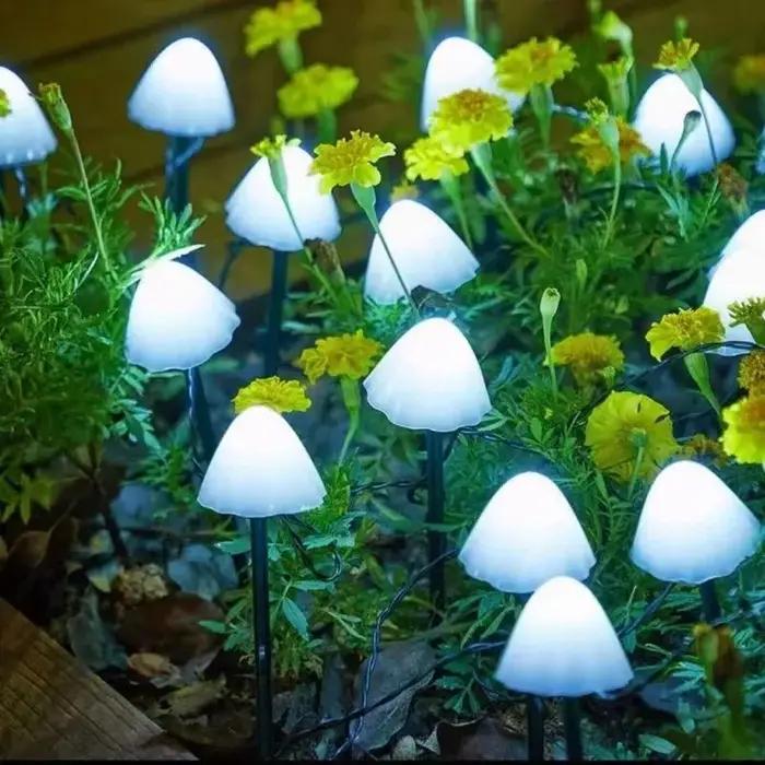 10 LED solaire champignon lumières extérieur étanche décoratif lampadaires pour pelouse jardin Patio noël vacances décor