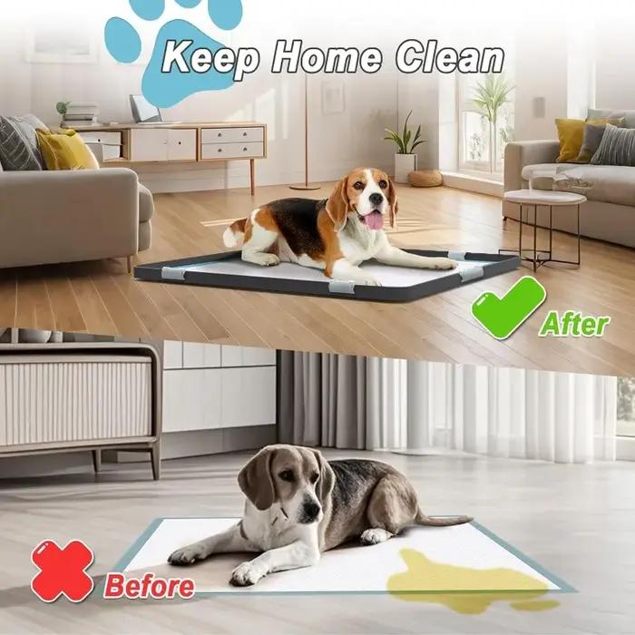 Support de pot pour chien avec bords surélevés et conception anti-fuite – Coussinets d'entraînement anti-déversement pour chiots pour protéger en toute sécurité des sols
