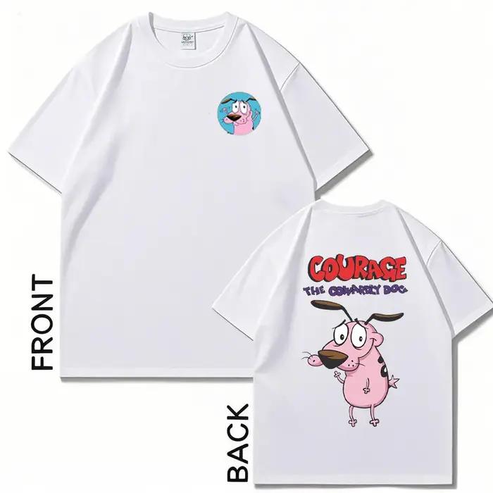 Courage mignon le chien lâches T-Shirts animés pour hommes femmes mode d'été courageux dessin animé imprime élastique hauts de sport coton