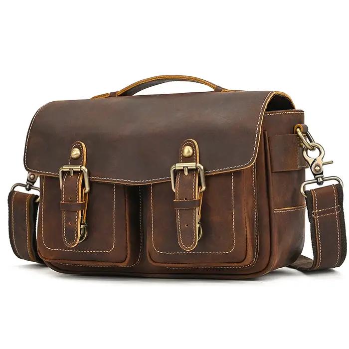 Grand sac messager en cuir pour hommes