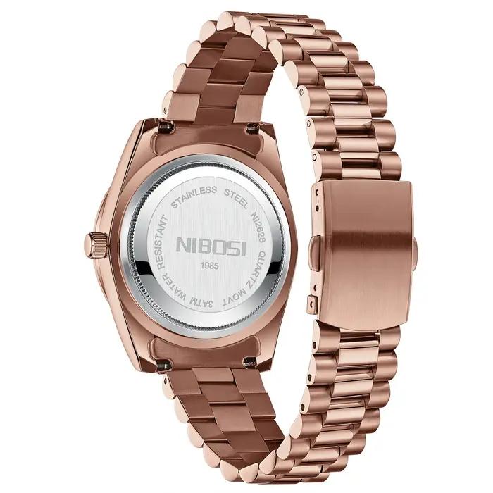 Montre homme NIBOSI analogique quartz acier inox étanche classique affichage date jour reloj