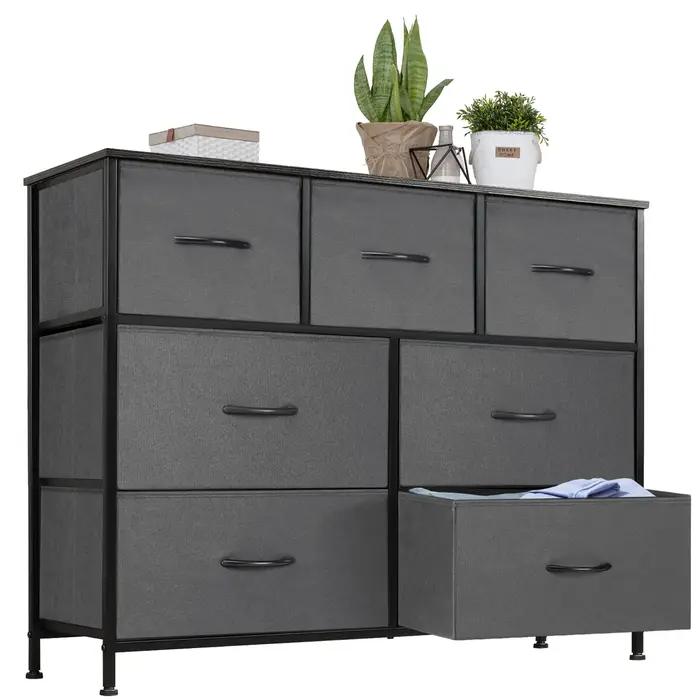 Armoire en bois minimaliste moderne avec 7 tiroirs pour chambre à coucher rangement vêtements blanc brun gris noir pour salon et nursery