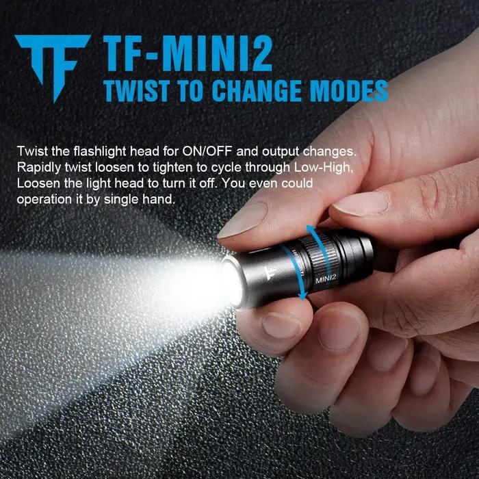 Trustfire Mini2 Mini lampe de poche LED Rechargeable porte-clés alimenté par Usb 250 Lumens lampe de
