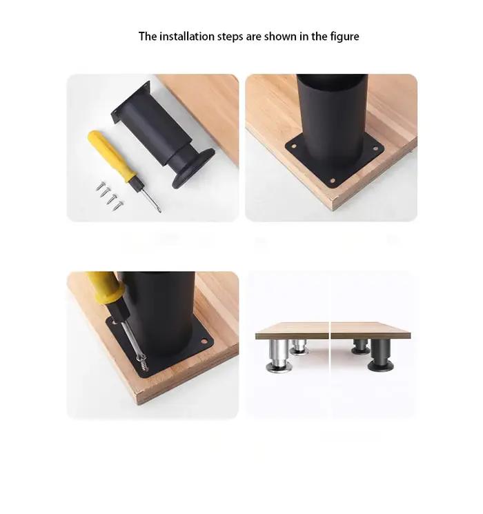 Oral illes de Support Réglables, Pieds de Canapé, Pieds de Table Basse, Pieds de Meubles en Acier In