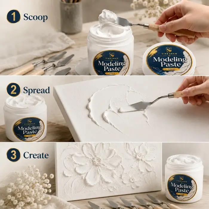 Pâte à modeler professionnelle pour peinture acrylique avec spatules, médium texturé pour art en relief et sculpture 3D à offrir pour artistes de tous niveaux