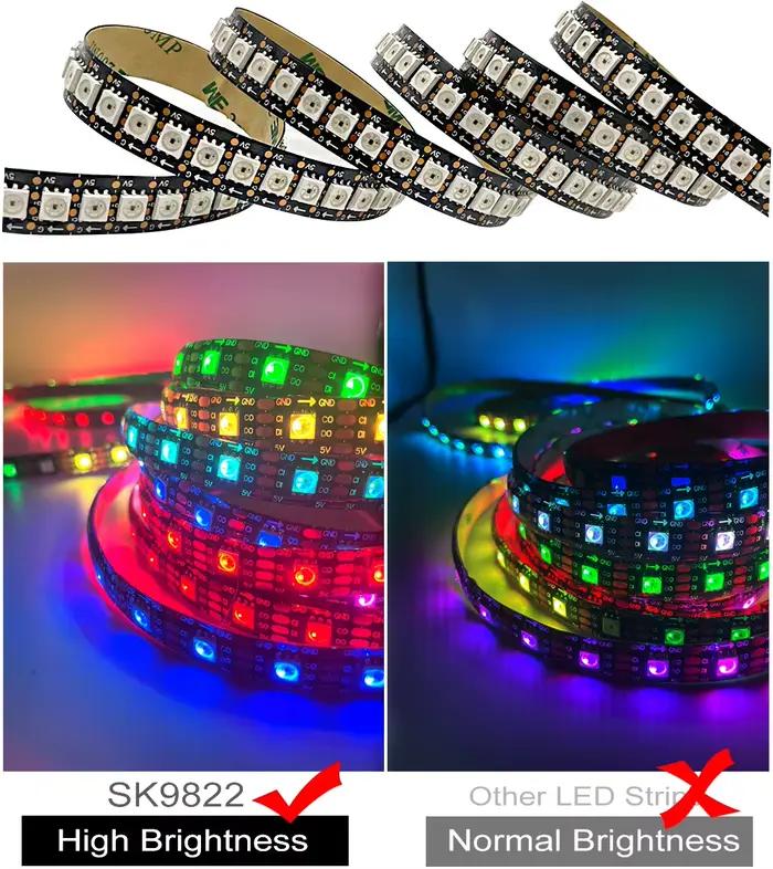 5 m/rouleau DC5V SMD APA102 SK9822 30/60/144 LED/m données et horloge adressable séparément bande de