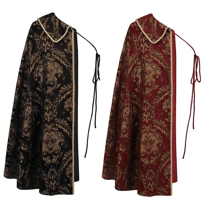 Vêtements médiévaux rétro Renaissance pour hommes, Cape gothique Steampunk, demi-épaule, vêtements roi Noble, Cape à une épaule