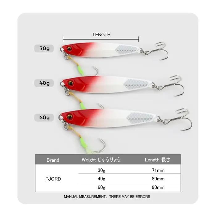 FJORD plat lent lueur métal gabarit plomb leurre de pêche sel 20g 30g 40g 60g rivage coulée appâts a