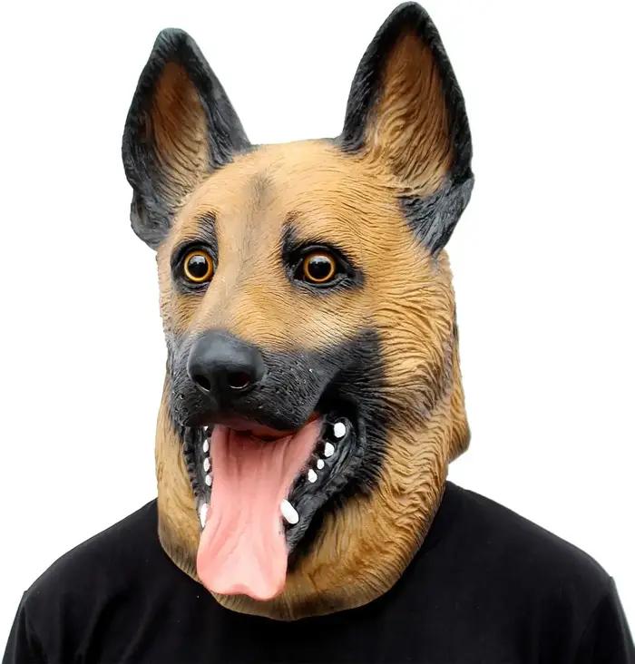 Masque de tête de chien, masque de Costume de chien de fête d'halloween, Costume de Cosplay pour adulte, masque de tête d'animal en Latex (canard allemand)