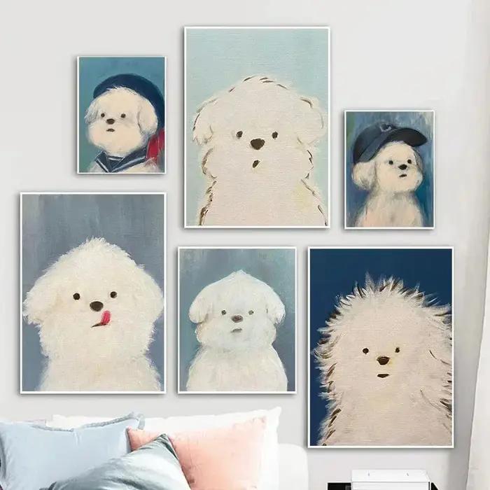 Affiche Kawaii Petit Chien Dessin Animé Impression Sur Toile Décoration Maison Occasions Spéciales