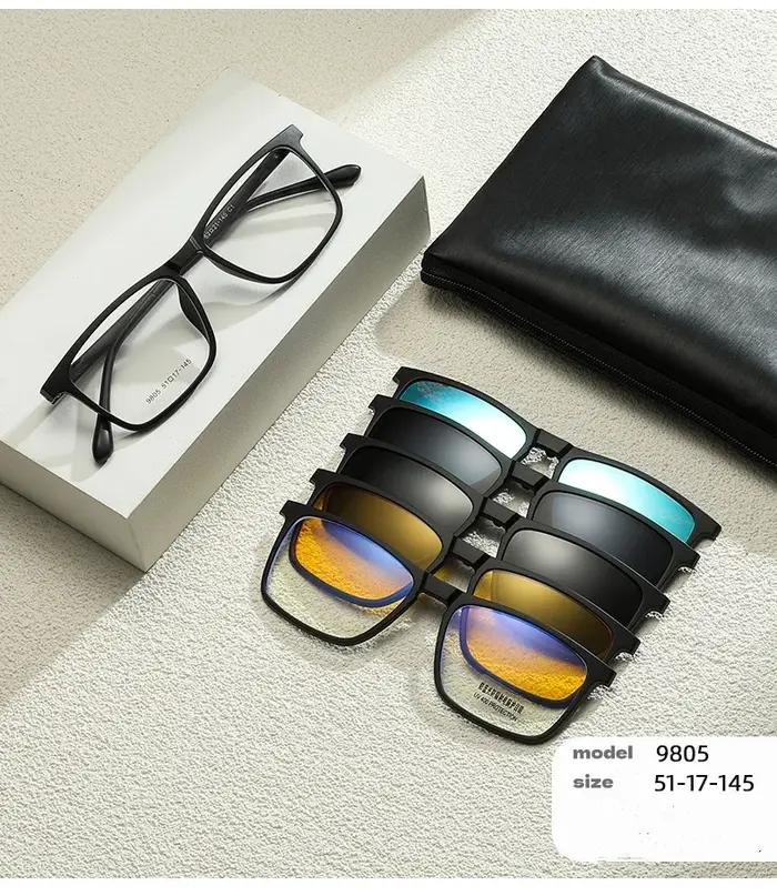 Lunettes de soleil polarisées magnétiques pour la conduite de vision nocturne pour hommes