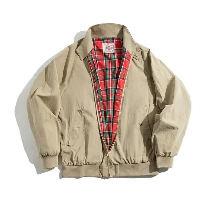 Maden hommes Vintage kaki vestes rétro travail col montant Moto veste décontracté fermeture éclair automne et hiver manteau pour vêtements d'extérieur unisexe