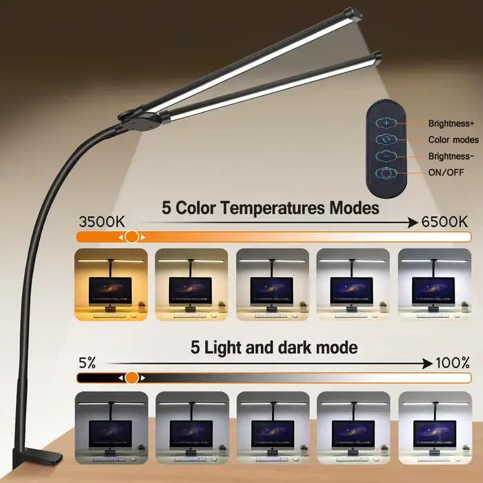 Lampe de bureau LED à Double ou simple tête, variable, pour moniteur PC, lampes de Table USB, lampes