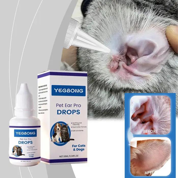 Gouttes auriculaires Pet Ear Pro pour chiens et chats : Dissolvant de cérumen, nettoyant, anti-odeur