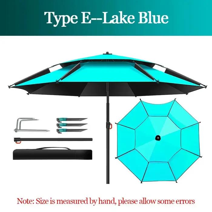 1.8-2.6M Parasol parapluie de pêche Double couche Protection solaire extérieure Camping