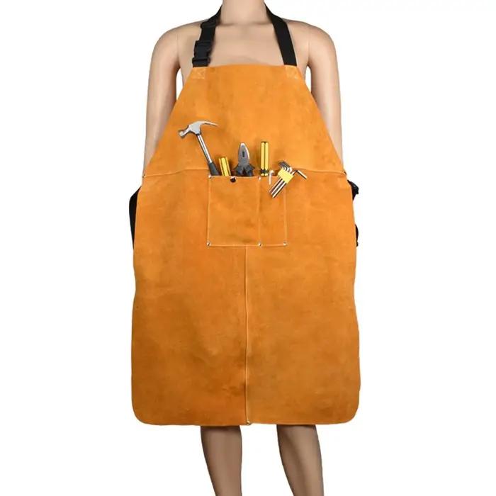 Tablier de soudeur en peau de vache, vêtements de travail, tablier de soudage en cuir, vêtements de