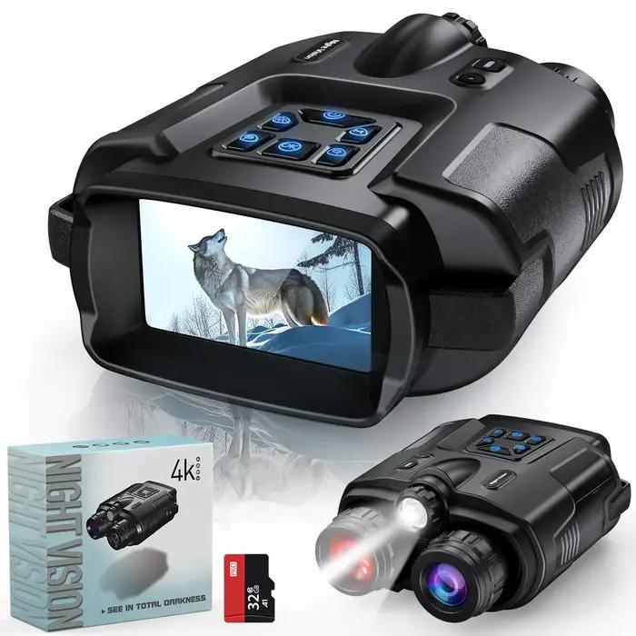 Jumelles vision nocturne 4K 8x zoom numérique écran 3" infrarouge pour chasse camping observation