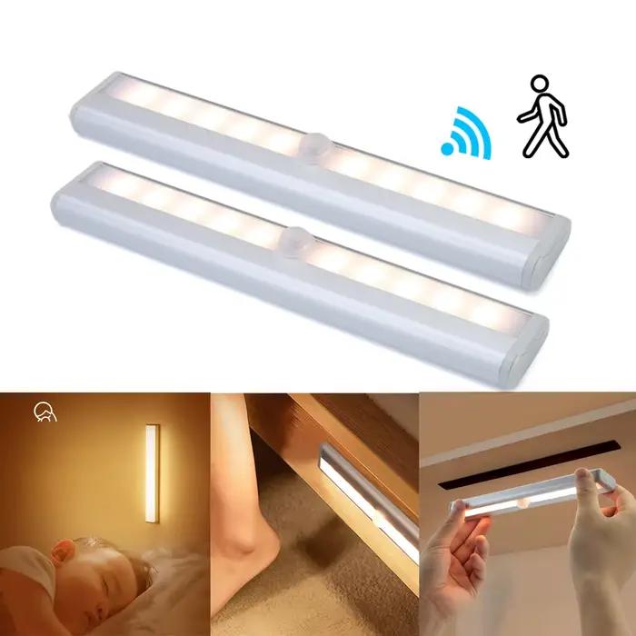 10 LED PIR capteur de mouvement sans fil LED veilleuses LED sous armoire lumière pour escalier placa