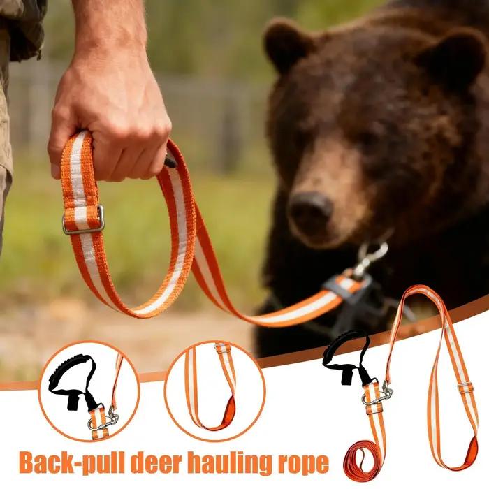 Sangle de traction lourd devoir pour cerf avec poignée antidérapante - corde réfléchissante orange durable
