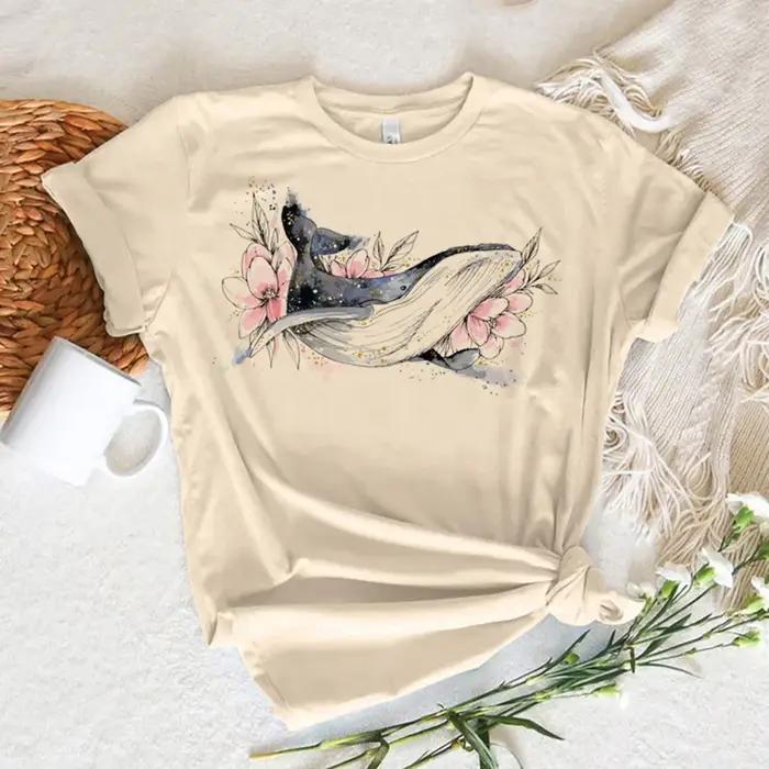 T-shirt baleine pour femmes, streetwear, graphique japonais, y2k, vêtements de styliste