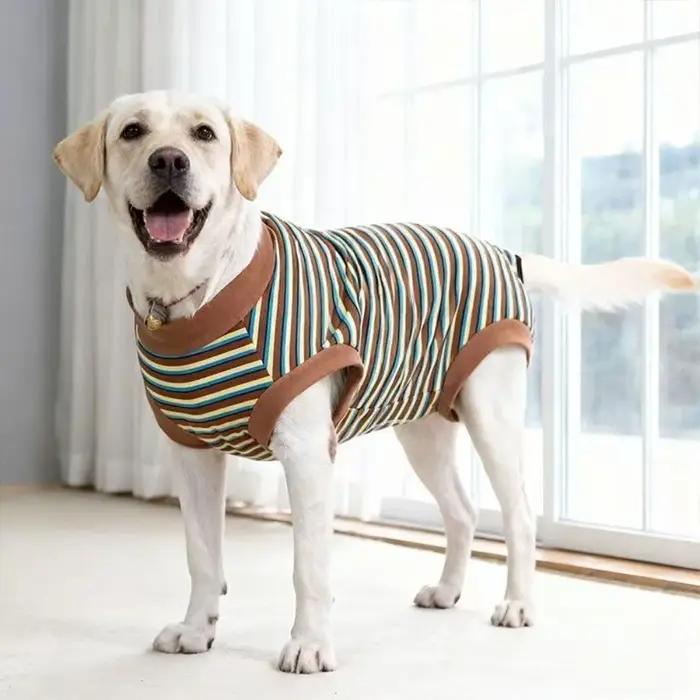 Combinaison de Stérilisation pour Chien Rayée, Vêtements de Récupération pour Chien Lavables et Chauds, Veste en Polaire Confortable Anti-Léchage, Protection du Ventre