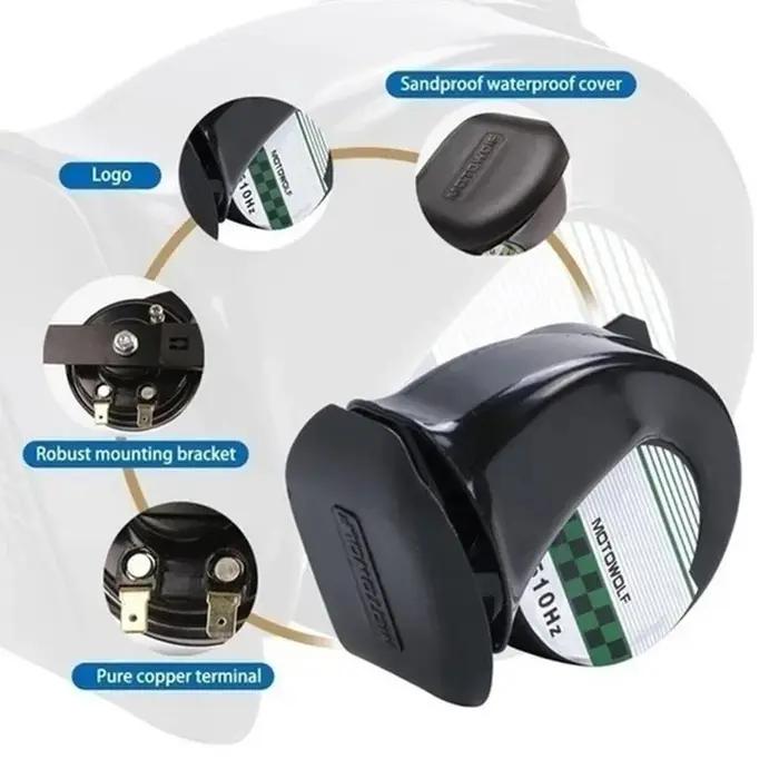 Klaxon d'escargot universel 12V DC 130db, 510HZ, étanche, klaxon pour voiture, moto, bateau, camion,