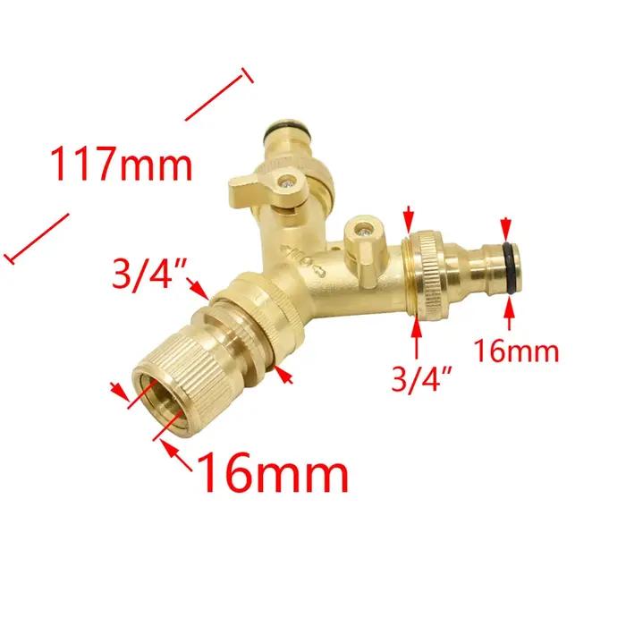 Mathiateur d'eau du robinet de jardin en laiton, filetage 3/4 ", 2 voies, vanne d'irrigation en cuiv