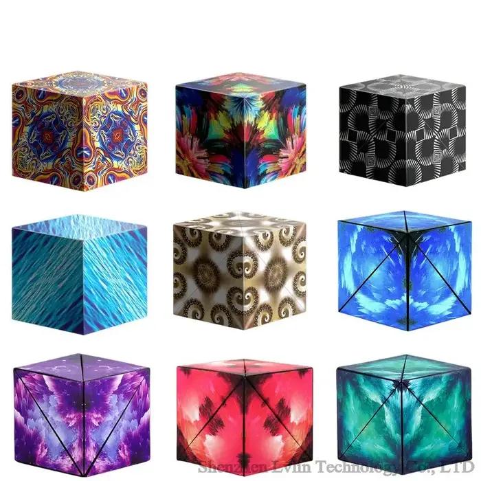 Cube Magique Magnétique Anti-souligné 3D, Variété Géométrique, Interchangeable, Puzzle à Rabat à la