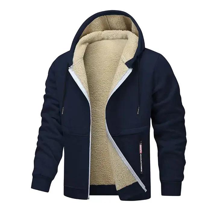 Sweat-shirt à capuche décontracté pour hommes, jeu d'animaux, polaire épaisse, doublure Sherpa, vest