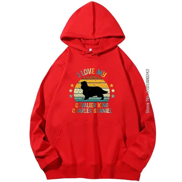 Sweat à capuche Cavalier King Charles épagneul vintage rétro pour hommes printemps automne décontracté