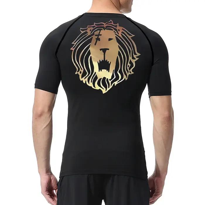 Chemises de Compression imprimées Lion pour hommes, maillot de corps d'entraînement de gymnastique,
