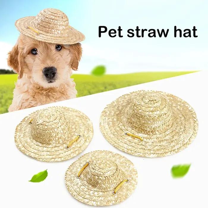 Chapeau de paille tissé pour animaux de compagnie