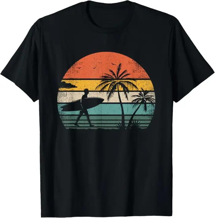 Vêtements de surf - T-shirt de surf pour homme, hauts streetwear, t-shirts graphiques, t-shirts vintage, Ropa Hombre