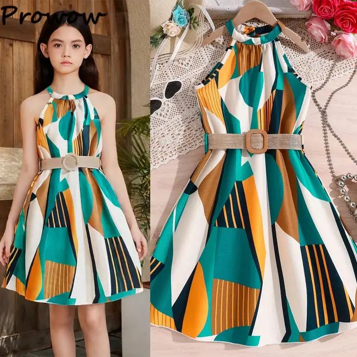 Robe d'été pour adolescentes de 8 à 12 ans, tenue de plage, dos nu, vêtements de vacances