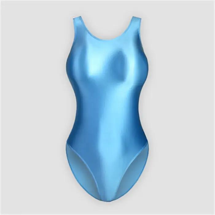 XClocKNYoung Combinaison de bain une pièce en satin brillant, soyeuse, à coupe haute, avec décolleté