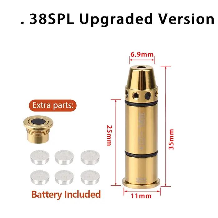 Cartouche de formation laser à point rouge vert pour tir à sec 9mm 380ACP 38SPL 40S&W 223Rem 45ACP 7.62x39 pour entraînement et alignement de canon