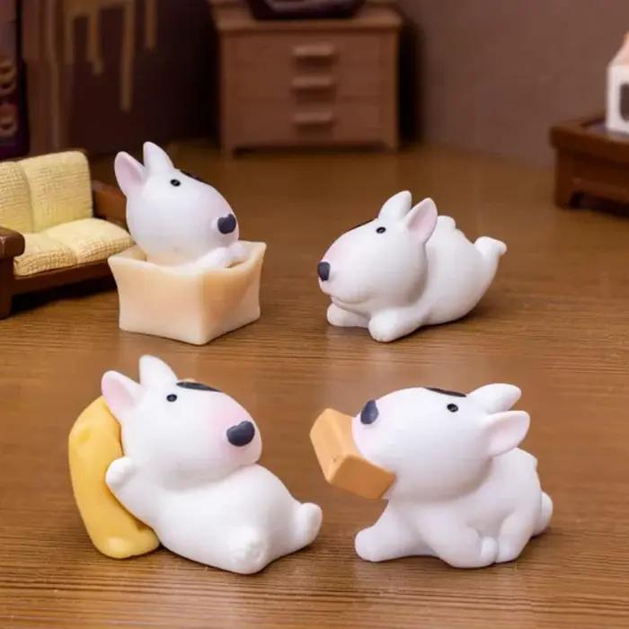 Figurine de chien Mini Bullhead Terrier, mignonne, Animal de collection, Micro paysage, tableau de bord de voiture et ornement de bureau pour la maison
