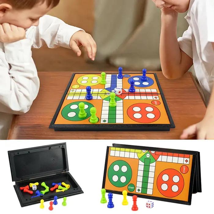 Ensemble de jeu de Backgammon d'échecs Ludo Portable, planche pliable, jouet de fête pour enfants en famille