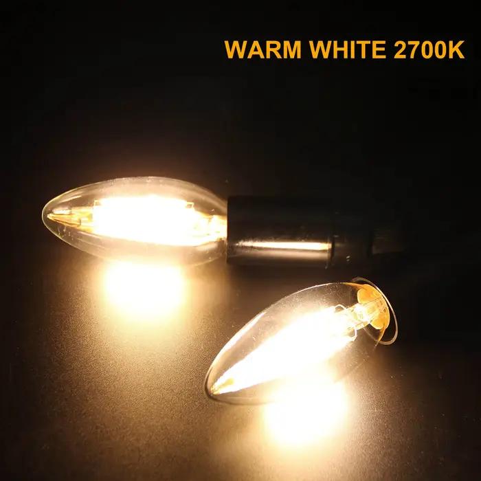 Ampoules LED C35 4W E12 E14 type bougie, équivalent 40 watts, dimmables, blanc chaud 2700K, pour lus